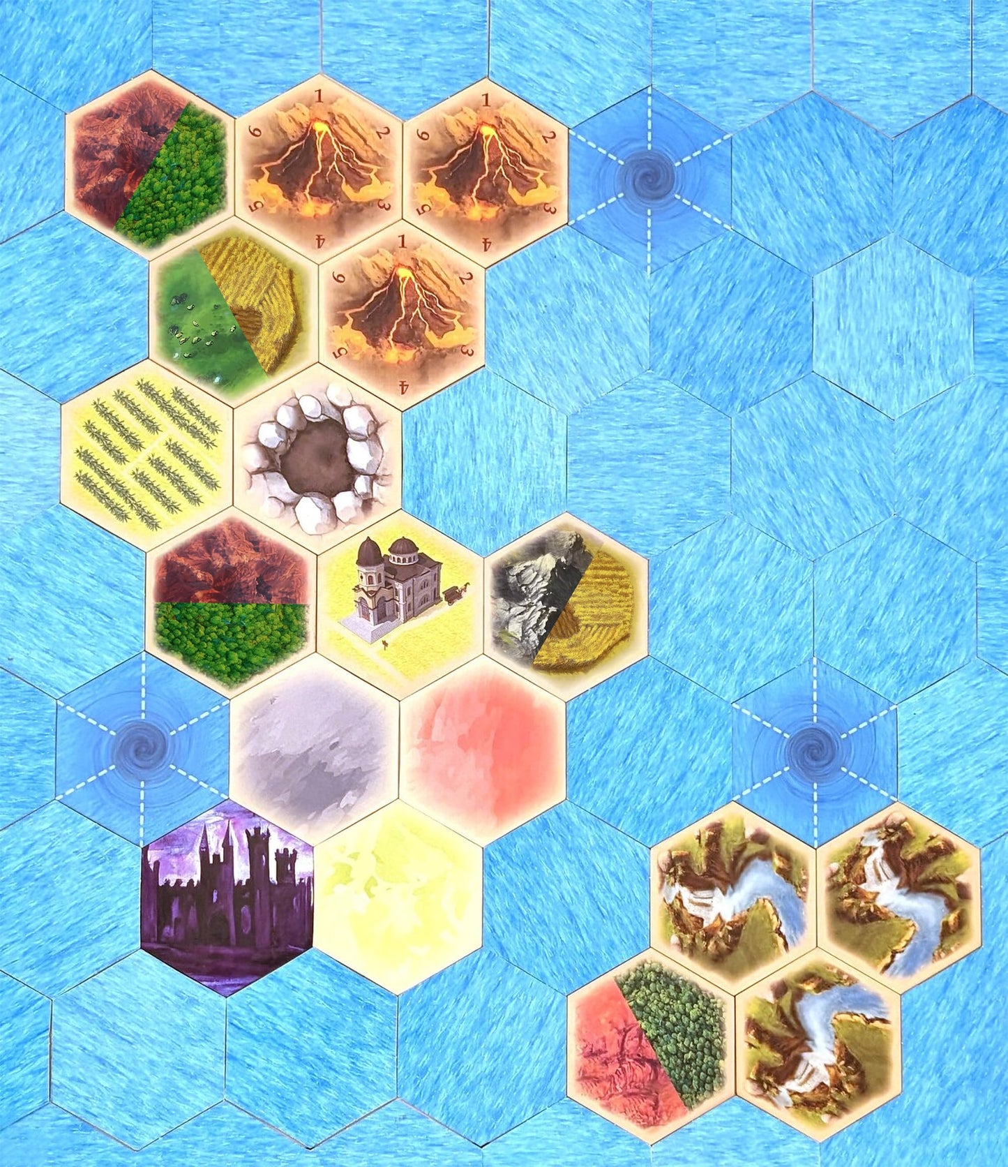 Tabletop Monthly Split Resource Hex Set – Replacement Hexes for Catan Base & Expansions (US-Printed)