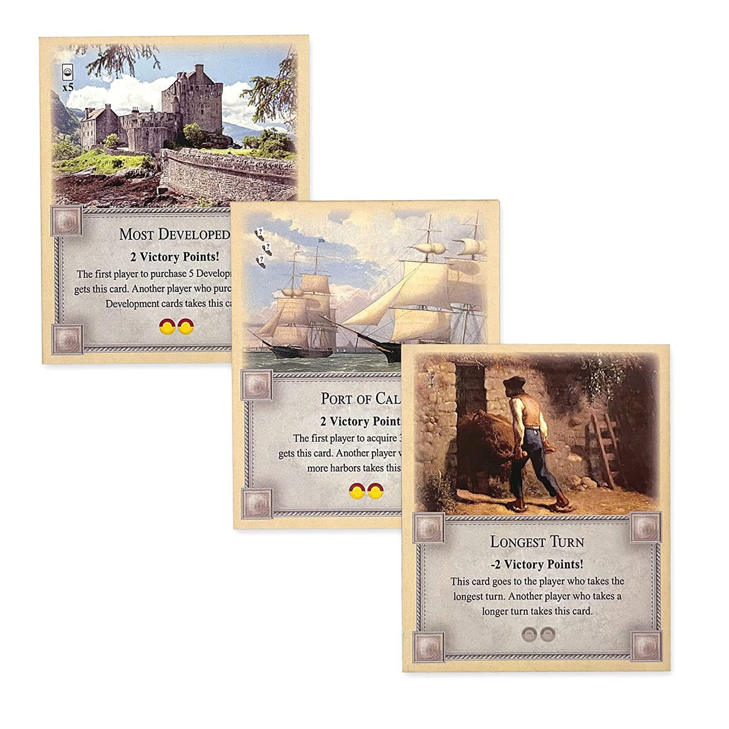 Tabletop Monthly Longest Turn & Port of Call Cards for Catan 5th Edition