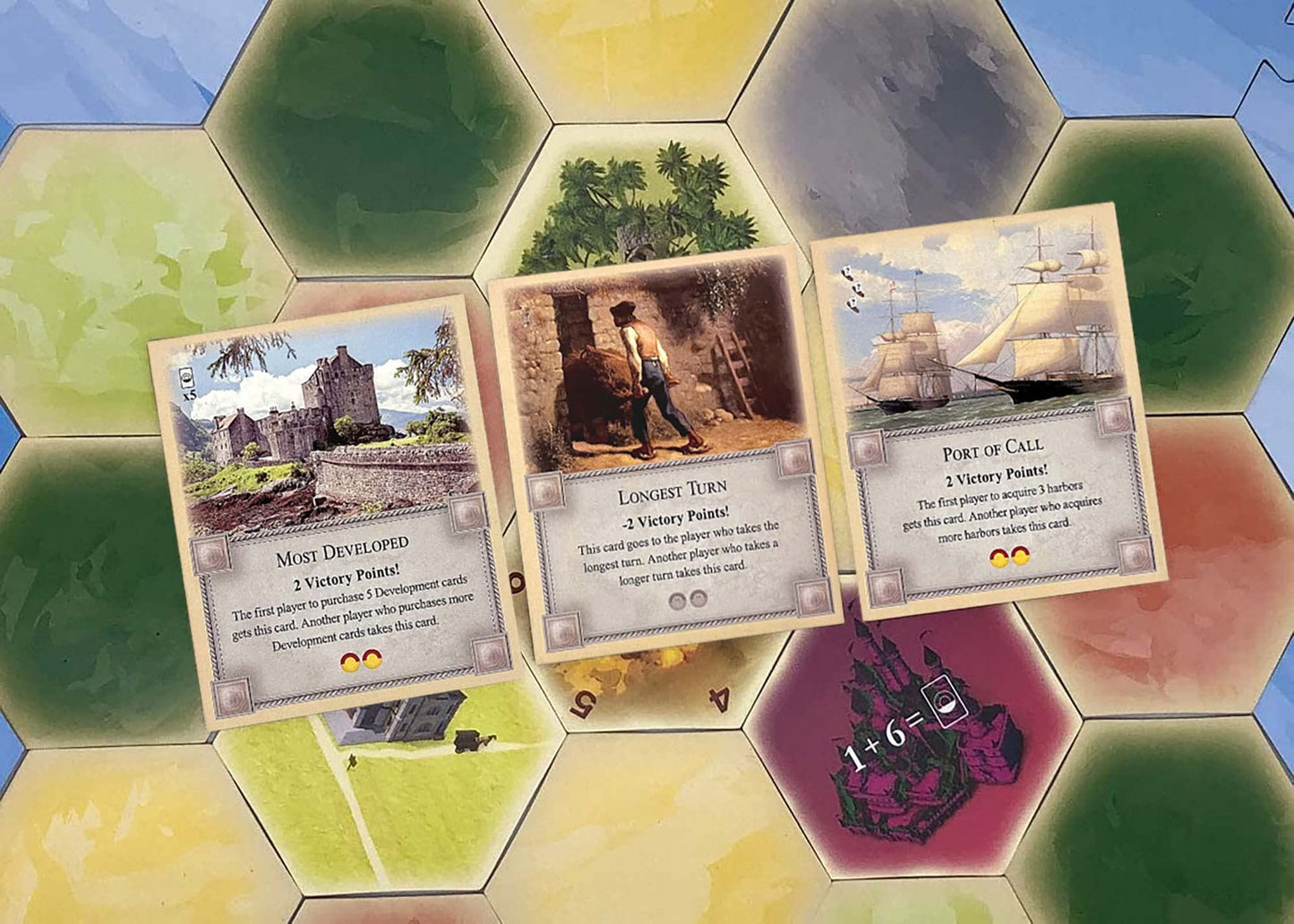 Tabletop Monthly Longest Turn & Port of Call Cards for Catan 5th Edition
