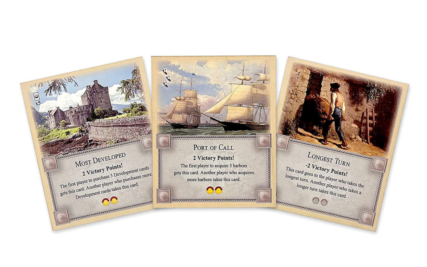 Tabletop Monthly Longest Turn & Port of Call Cards for Catan 5th Edition