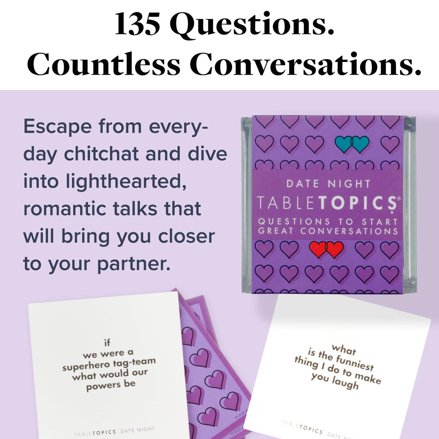 TableTopics Date Night Cards – 135 Romantic Conversation Starters for Valentine’s Day & Couples