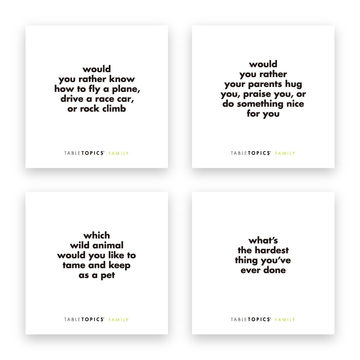 TableTopics Family Conversation Cards — 135 Questions for Kids & Parents | Dinnertime, Game Night, Classroom