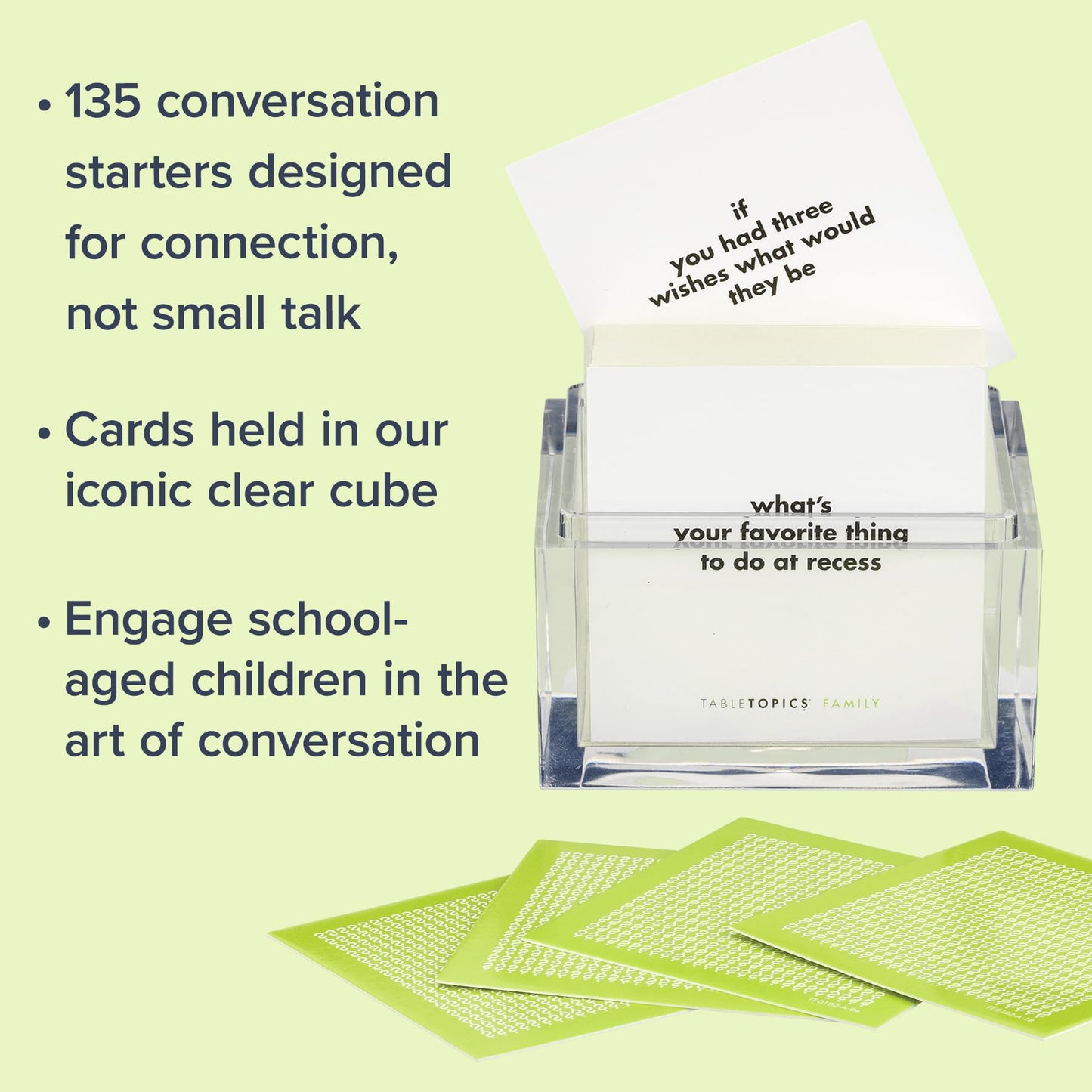 TableTopics Family Conversation Cards — 135 Questions for Kids & Parents | Dinnertime, Game Night, Classroom