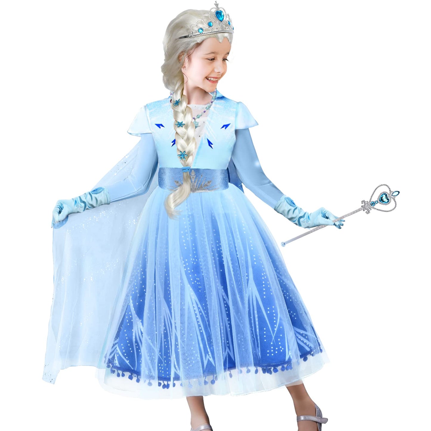 Tacobear 10Pcs Princess Dress Up Set for Girls – Snow Princess Costume with Accessories (3T–9T)