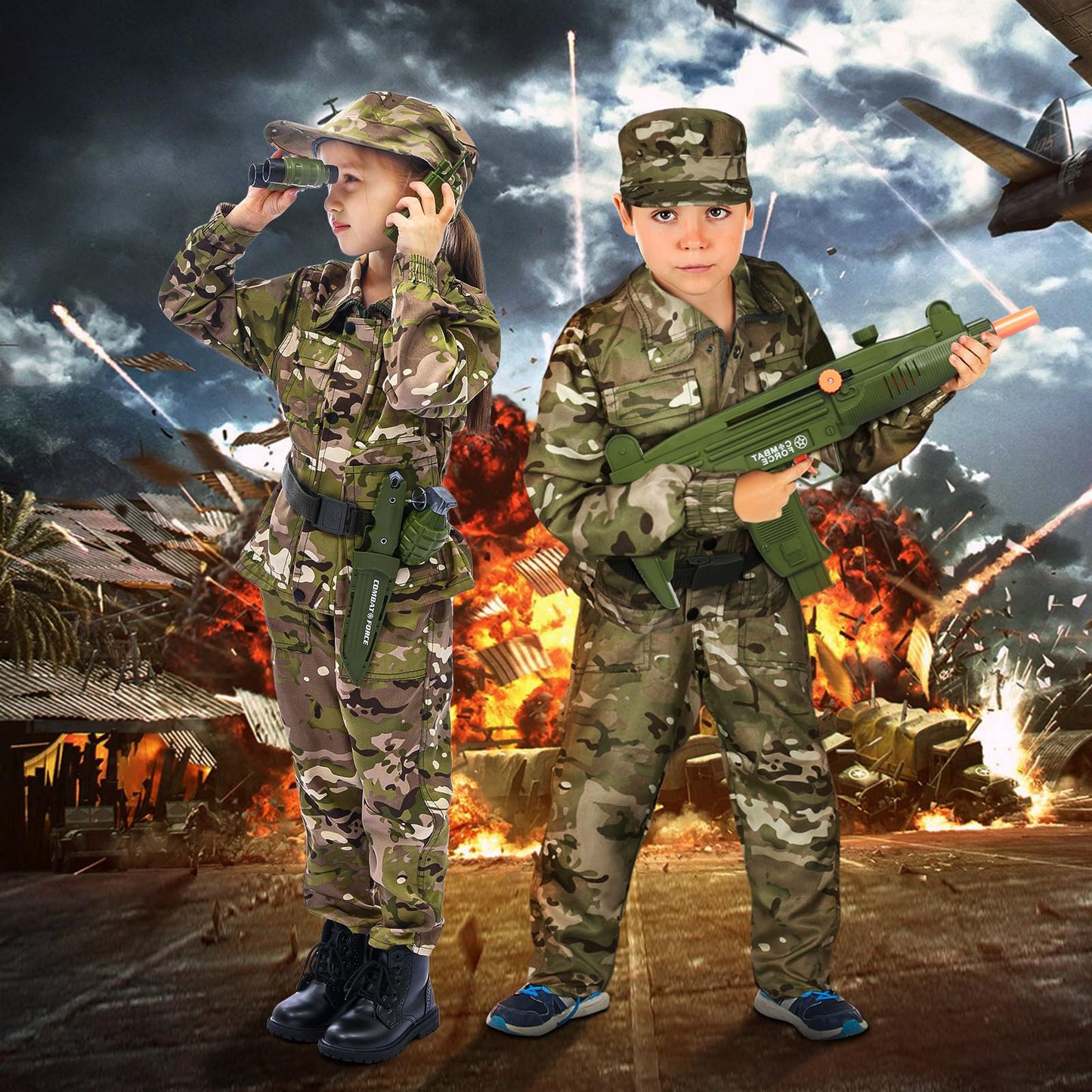 Tacobear Soldier Costume for Kids – 13-Piece Military Dress Up Set (Ages 3–9)