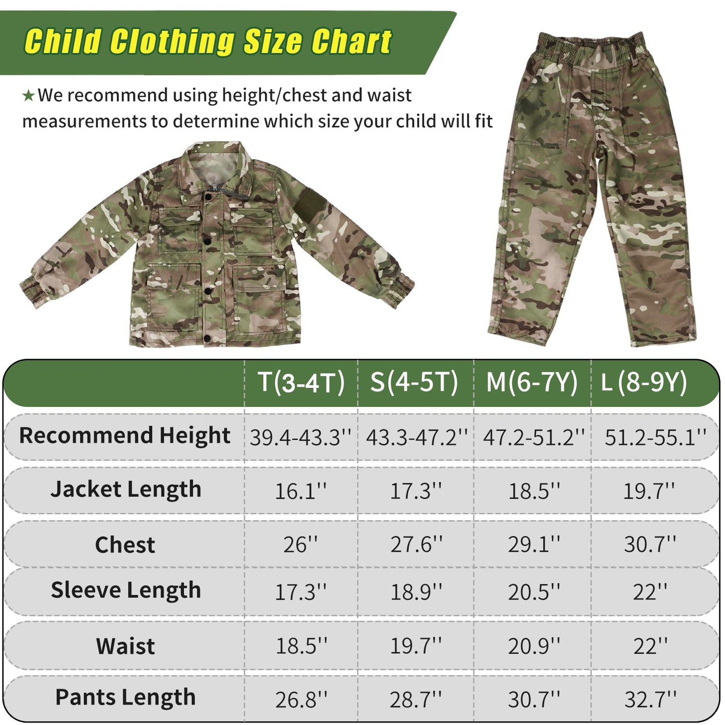 Tacobear Soldier Costume for Kids – 13-Piece Military Dress Up Set (Ages 3–9)