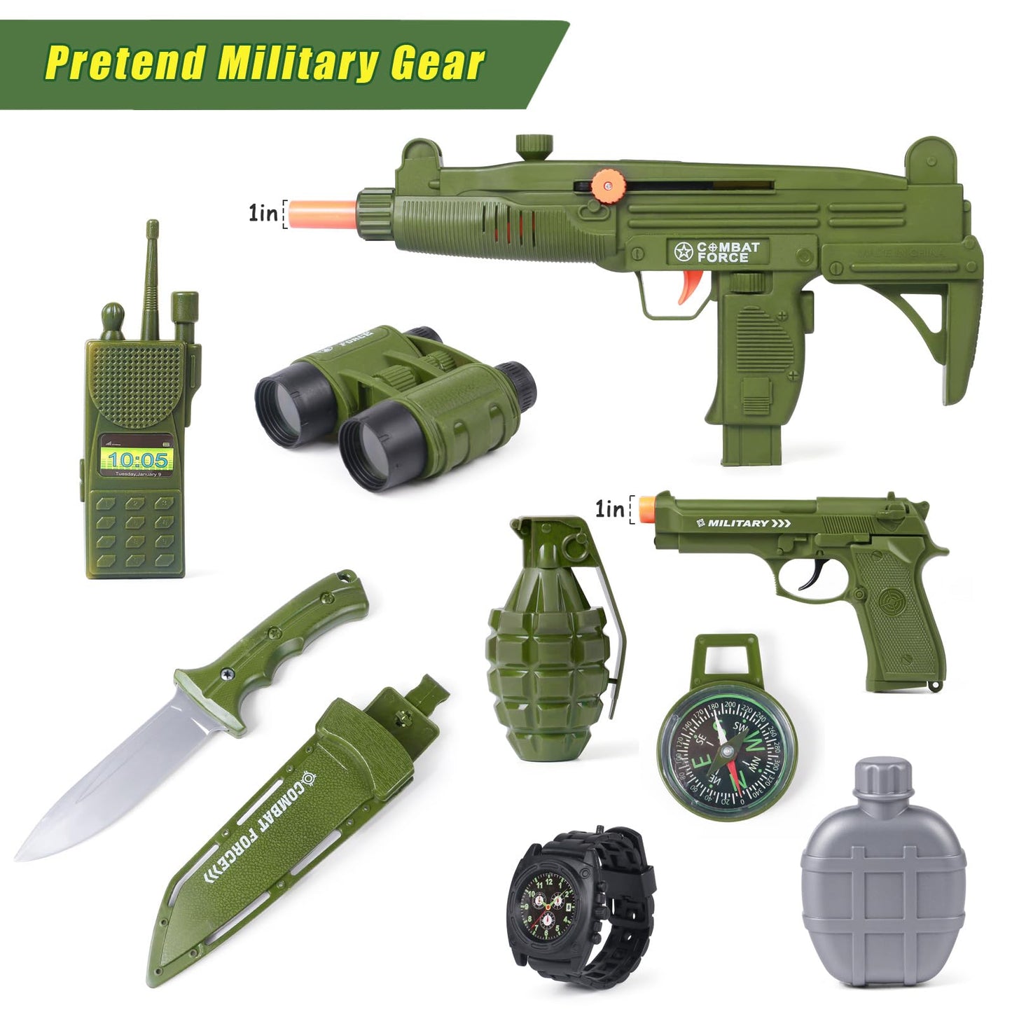 Tacobear Soldier Costume for Kids – 13-Piece Military Dress Up Set (Ages 3–9)