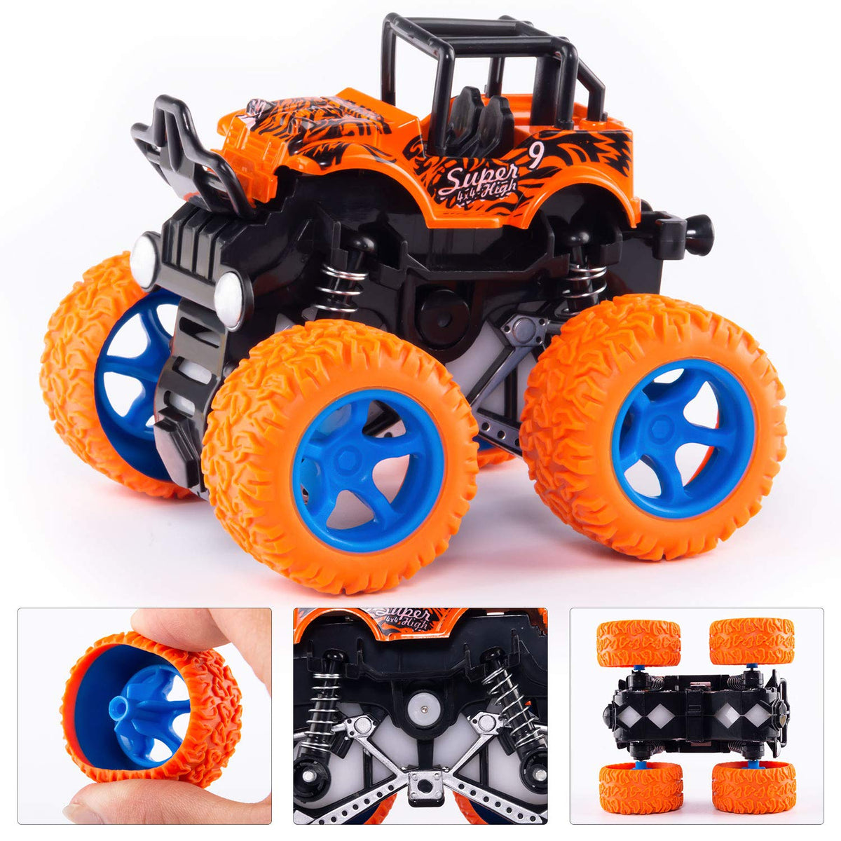 taessv Monster Truck Toys - Friction Powered 4-Pack for Toddlers