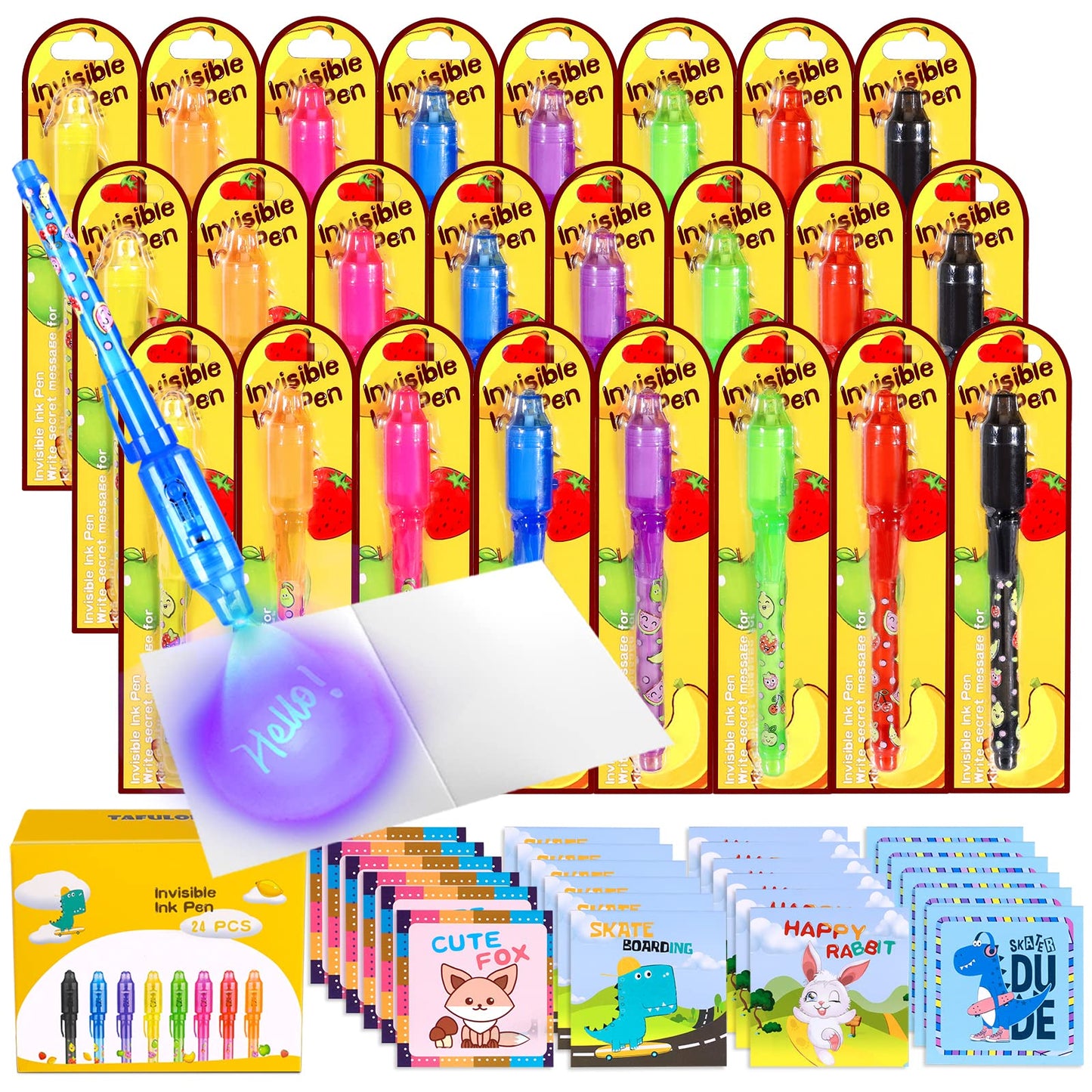 TAFULOR Invisible Ink Pen Set for Kids – UV Spy Pens, 24pcs