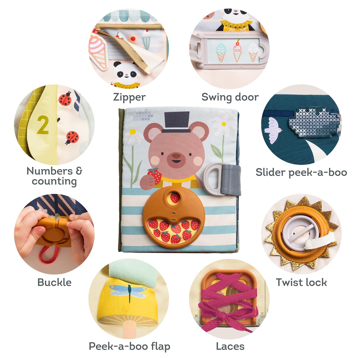 Taf Toys Busy Book for Toddlers 1-3 | Montessori Quiet Activity Book with 15 Activities – Opposites Concepts