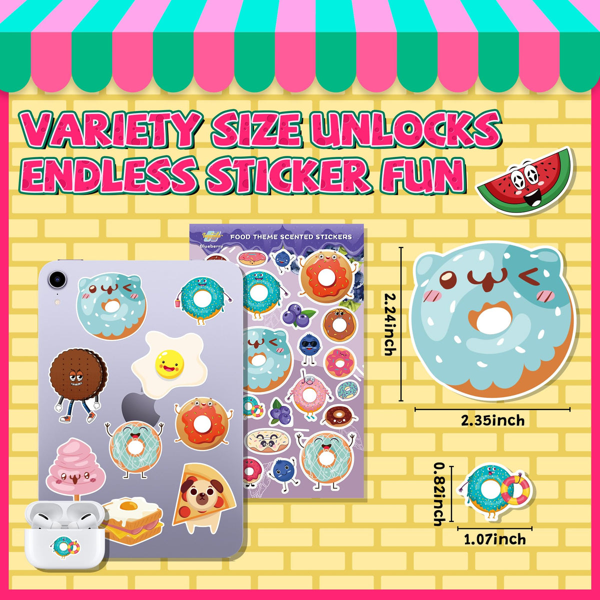 Tageenla Scratch and Sniff Stickers for Kids — 72 Sheets, 1600+ Fragrances, 18 Scents, Food Pattern