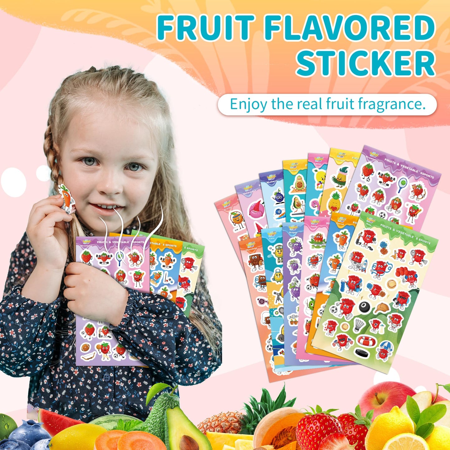 Tageenla Scratch and Sniff Stickers – 42 Scented Sheets, 14 Scents for Kids