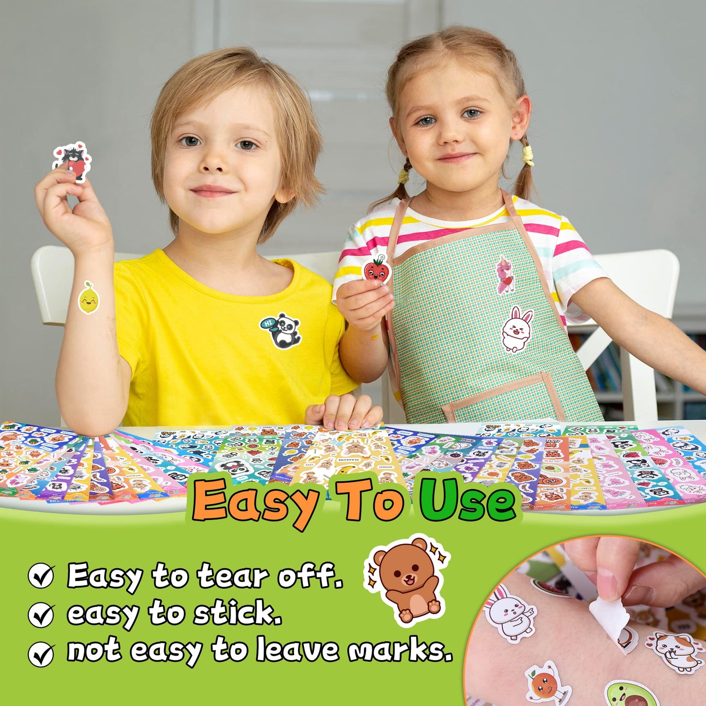 Tageenla Scratch and Sniff Stickers — 12 Scents, 48 Sheets, Cute Animal Emotions for Kids