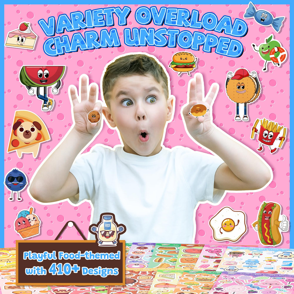 Tageenla Scratch and Sniff Stickers for Kids — 72 Sheets, 1600+ Fragrances, 18 Scents, Food Pattern