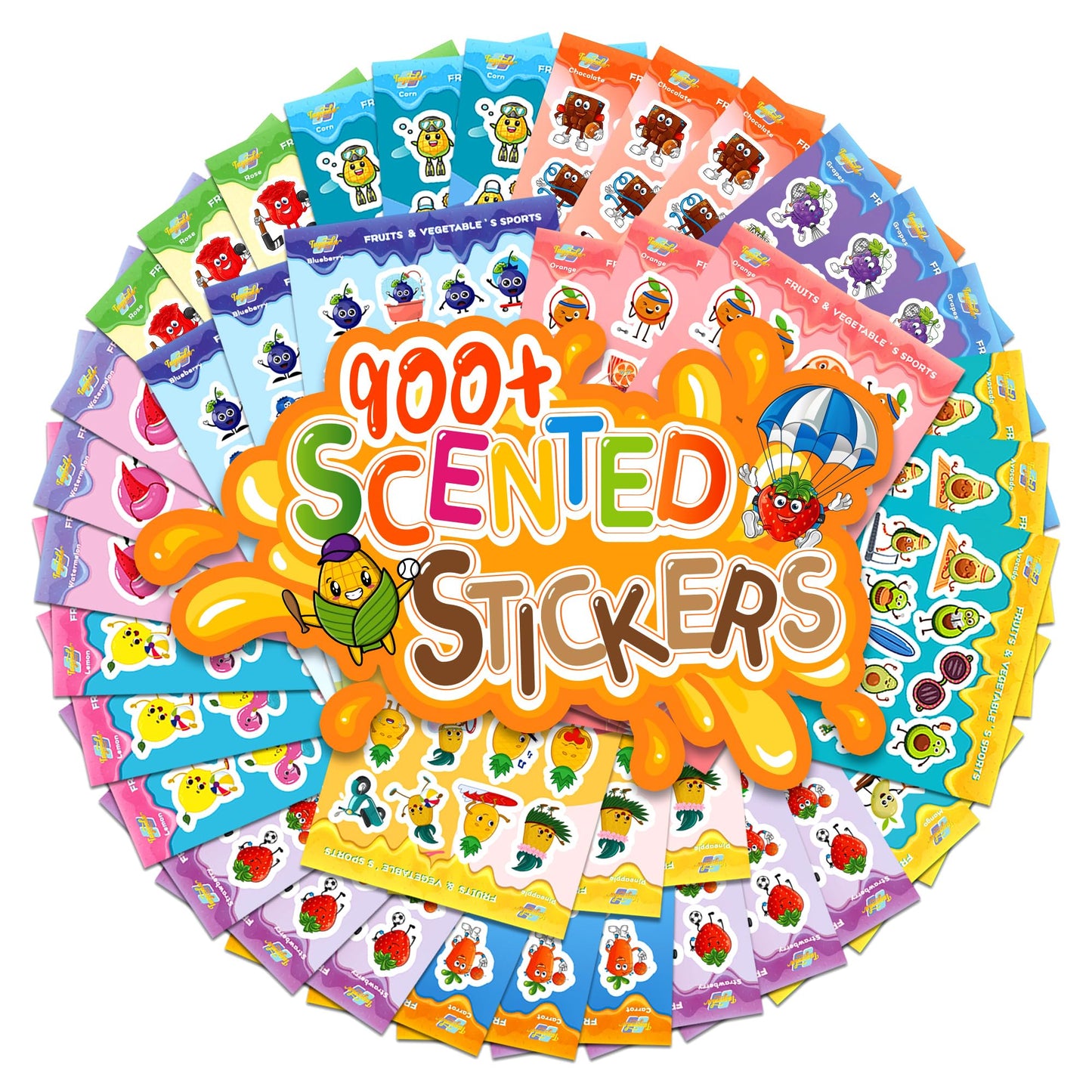 Tageenla Scratch and Sniff Stickers – 42 Scented Sheets, 14 Scents for Kids