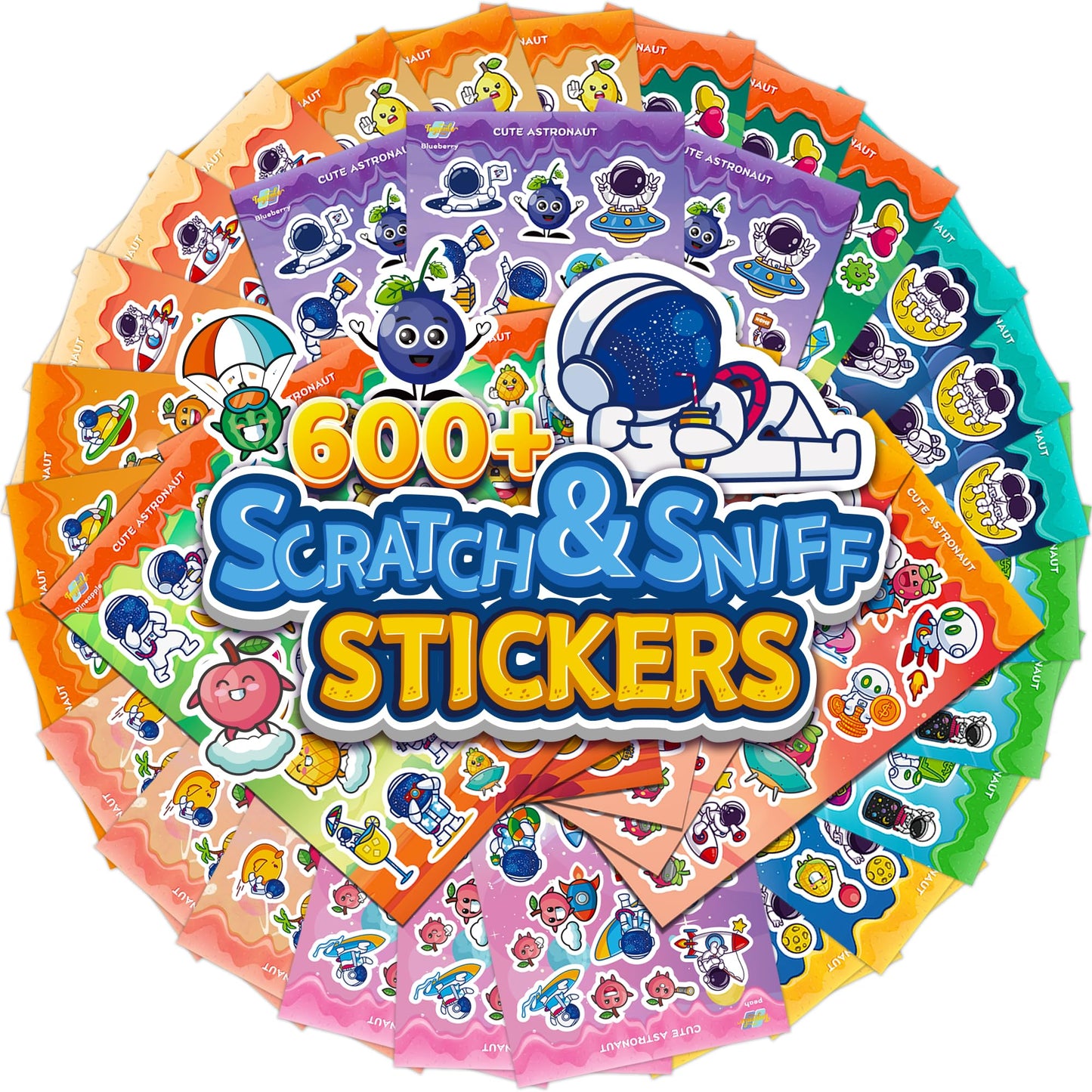 Tageenla Smelly Stickers for Kids | 36 Sheets, 600+ Scratch & Sniff Scented Stickers