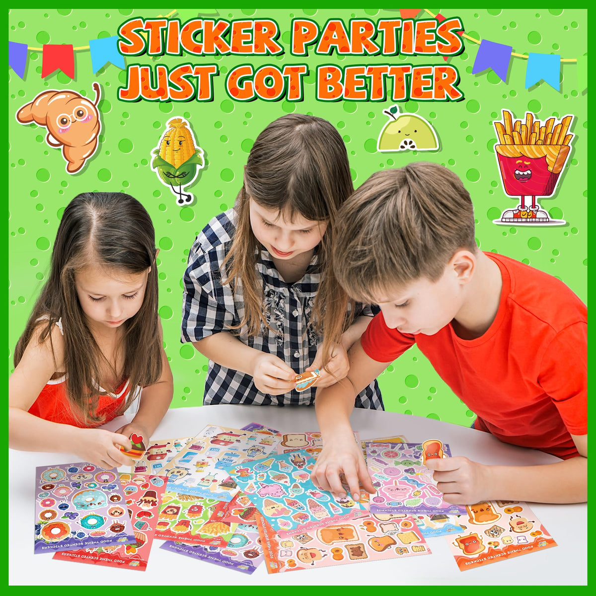 Tageenla Scratch and Sniff Stickers for Kids — 72 Sheets, 1600+ Fragrances, 18 Scents, Food Pattern