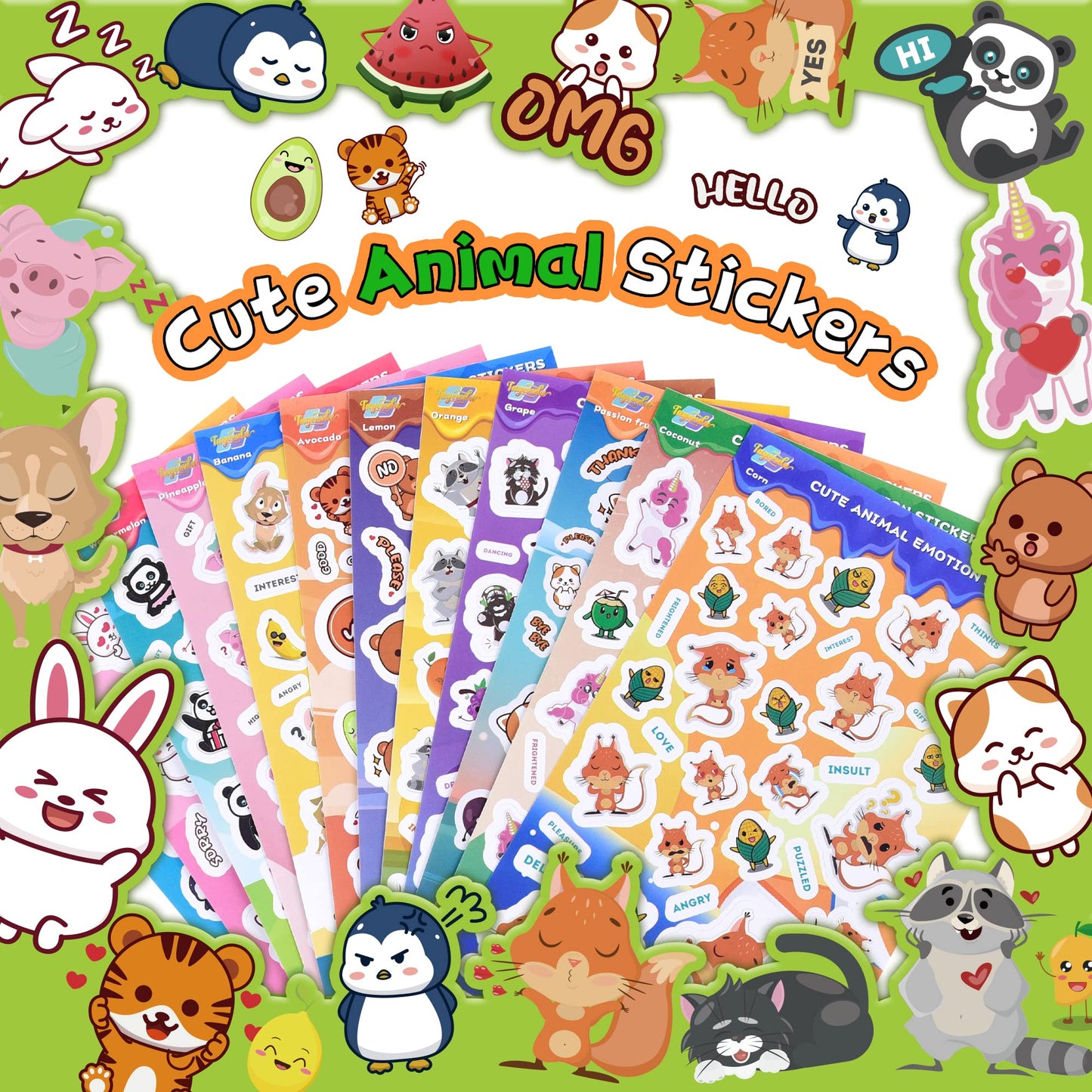 Tageenla Scratch and Sniff Stickers — 12 Scents, 48 Sheets, Cute Animal Emotions for Kids