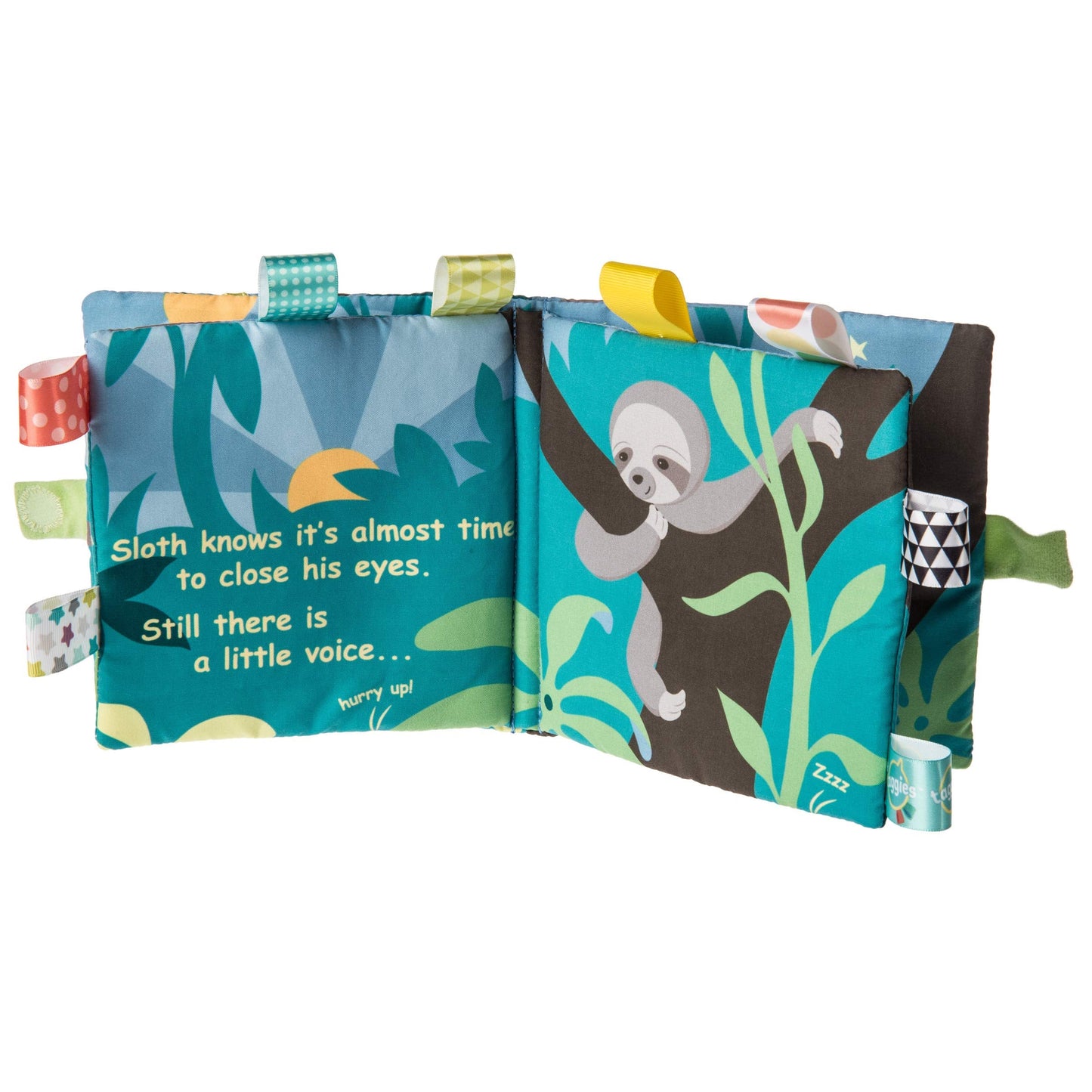 Taggies Touch & Feel Soft Cloth Book with Crinkle Paper & Squeaker — Molasses Sloth | Mary Meyer