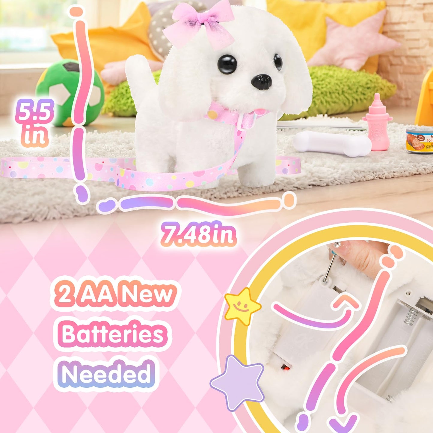 Tagitary Plush Toys Interactive Puppy Toy for Kids — Walk, Bark, Tail Wag, Leash