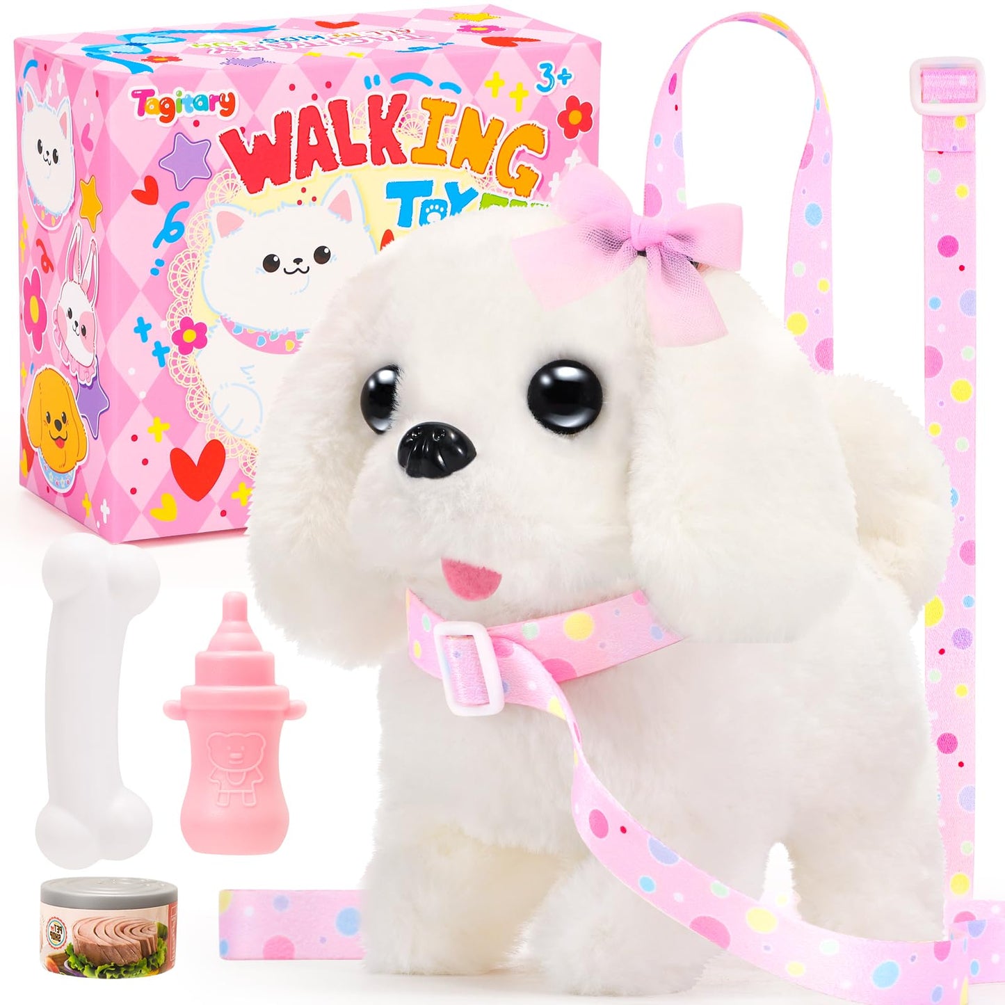 Tagitary Plush Toys Interactive Puppy Toy for Kids — Walk, Bark, Tail Wag, Leash