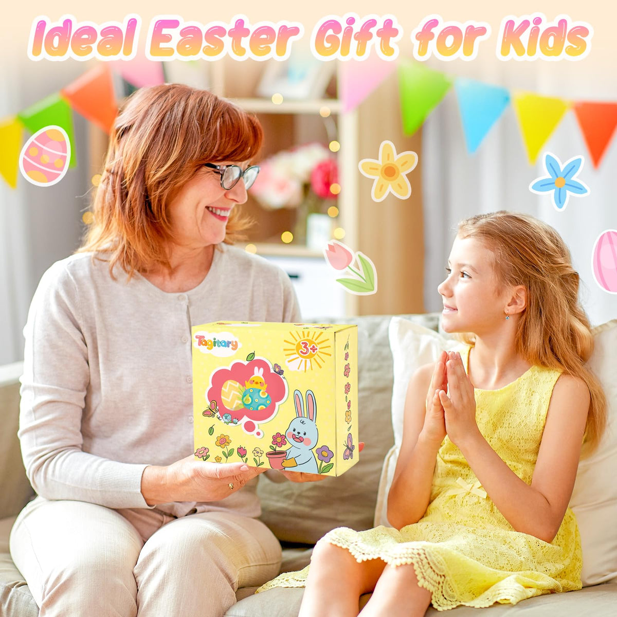 Tagitary Bunny and Jumping Chick Wind-Up Toys – Easter Plush Set for Kids