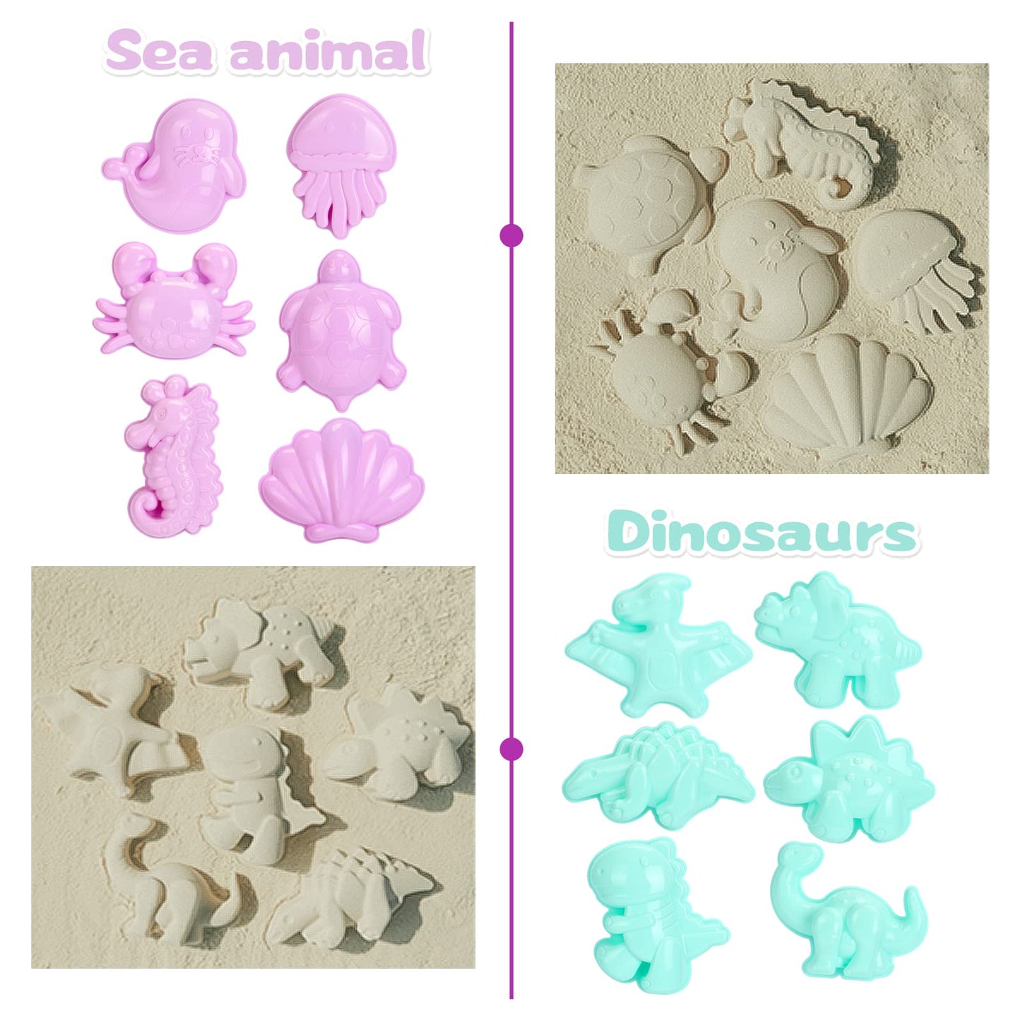 Tagitary Beach Sand Toys Set for Kids 3-10 | Buckets, Shovel, Molds & Shell Bag