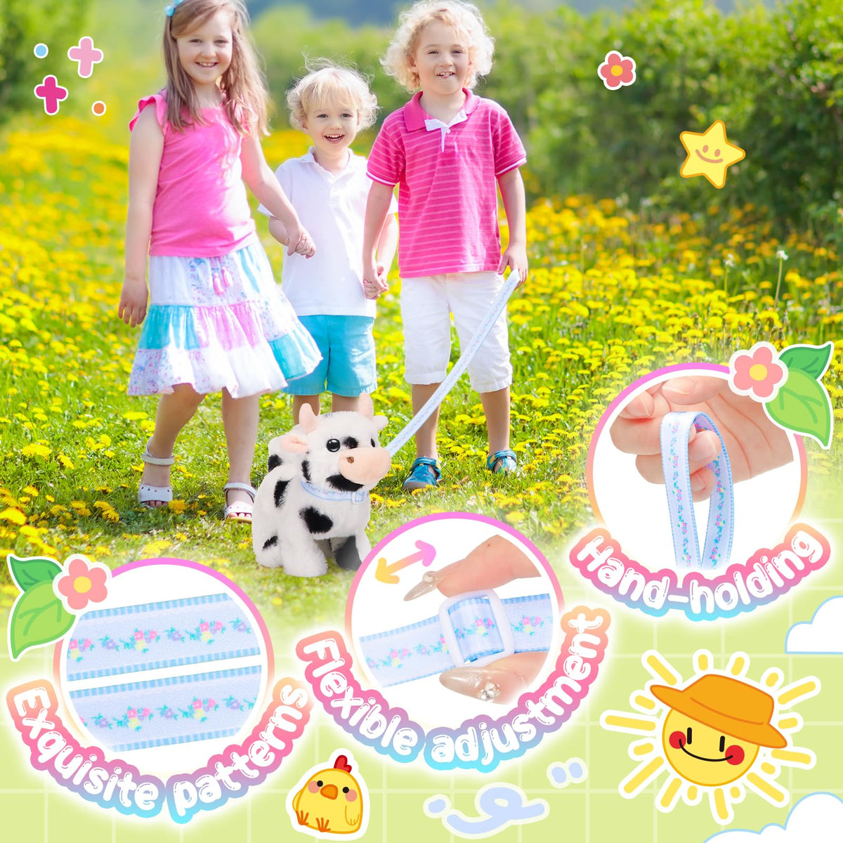 Tagitary Plush Interactive Cow Toy for Kids — Walking, Mooing, Tail Wag, Head Nod