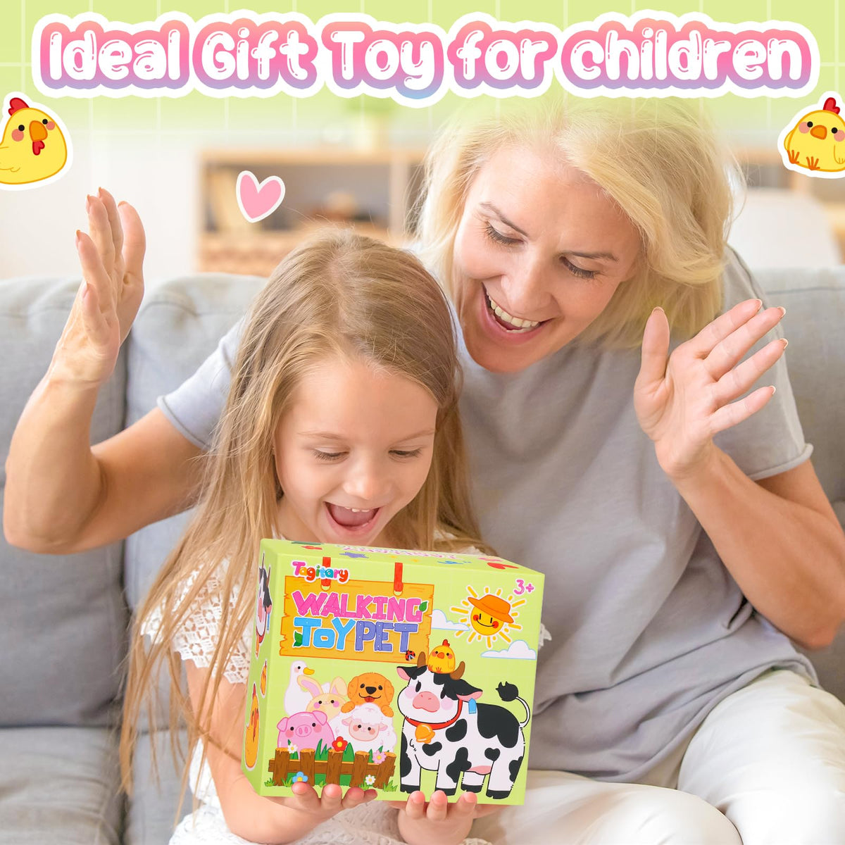 Tagitary Plush Interactive Cow Toy for Kids — Walking, Mooing, Tail Wag, Head Nod