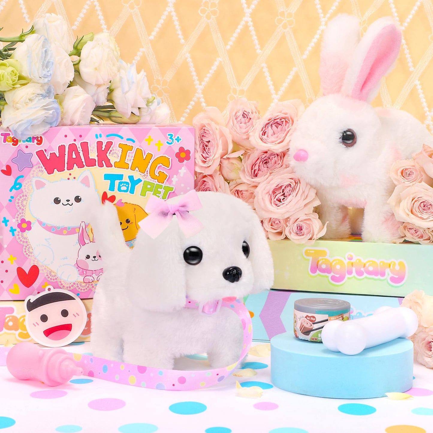 Tagitary Plush Toys Interactive Puppy Toy for Kids — Walk, Bark, Tail Wag, Leash