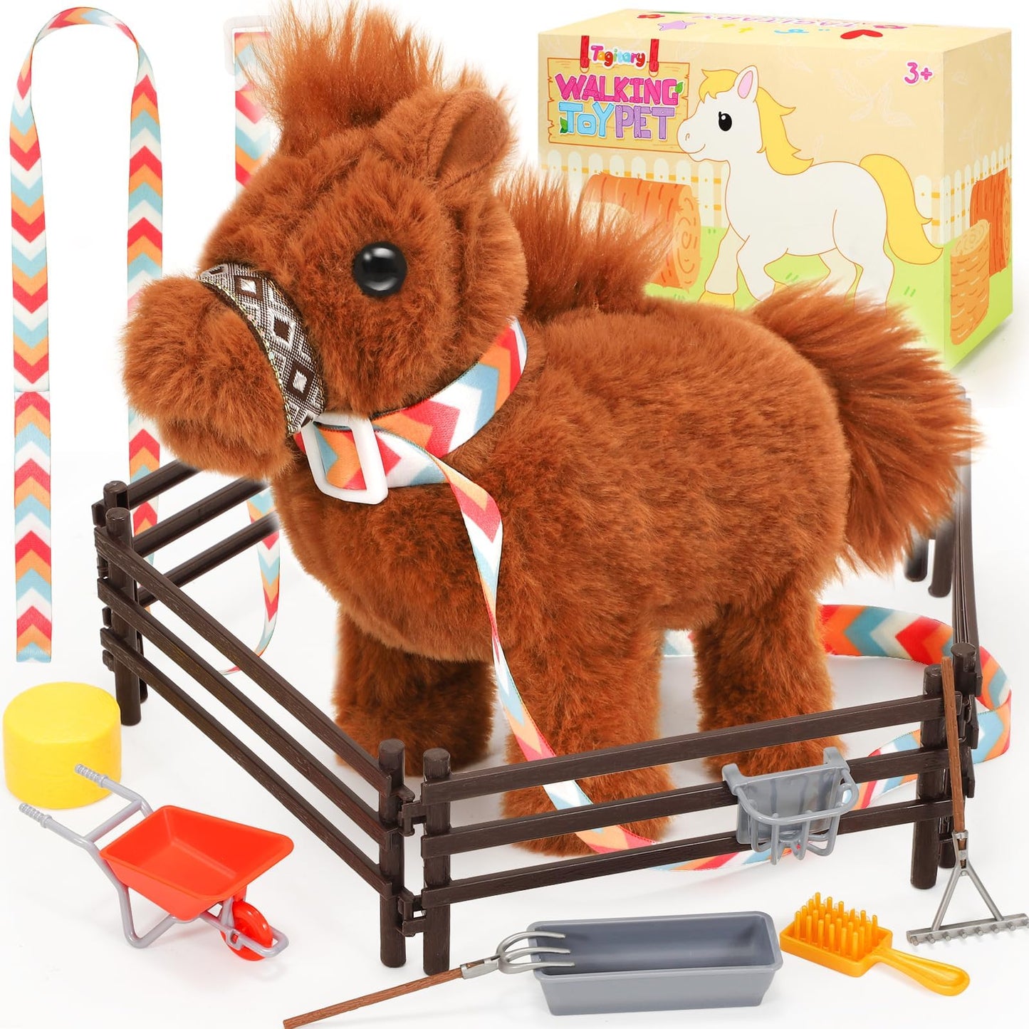 Tagitary Plush Horse Toy — Interactive Walking, Sounds & Leash Play for Kids
