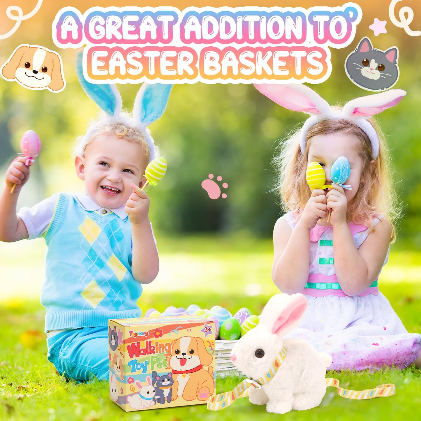 Tagitary Plush Rabbit Toy with Sounds – Interactive Ears & Mouth for Kids