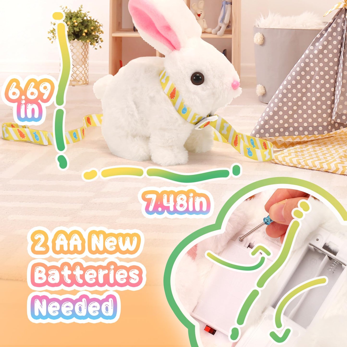 Tagitary Plush Rabbit Toy with Sounds – Interactive Ears & Mouth for Kids
