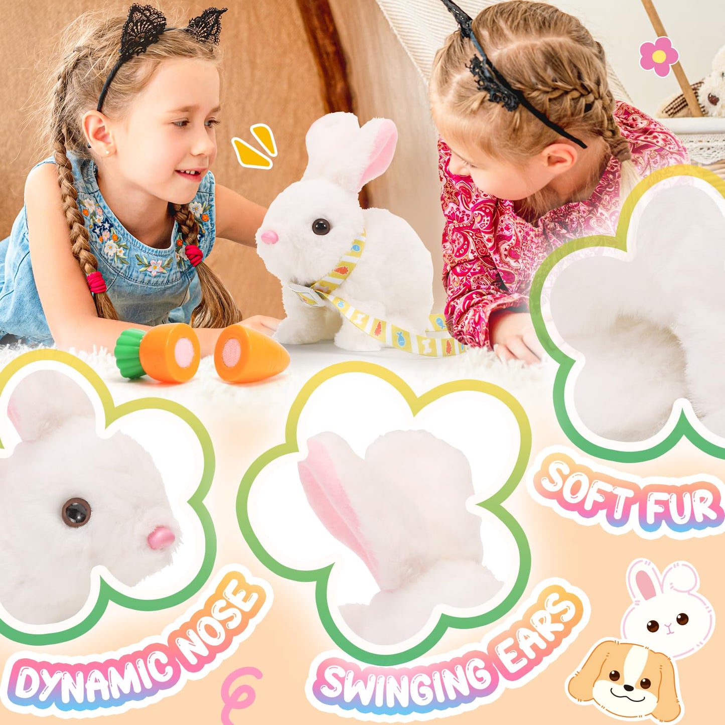 Tagitary Plush Rabbit Toy with Sounds – Interactive Ears & Mouth for Kids