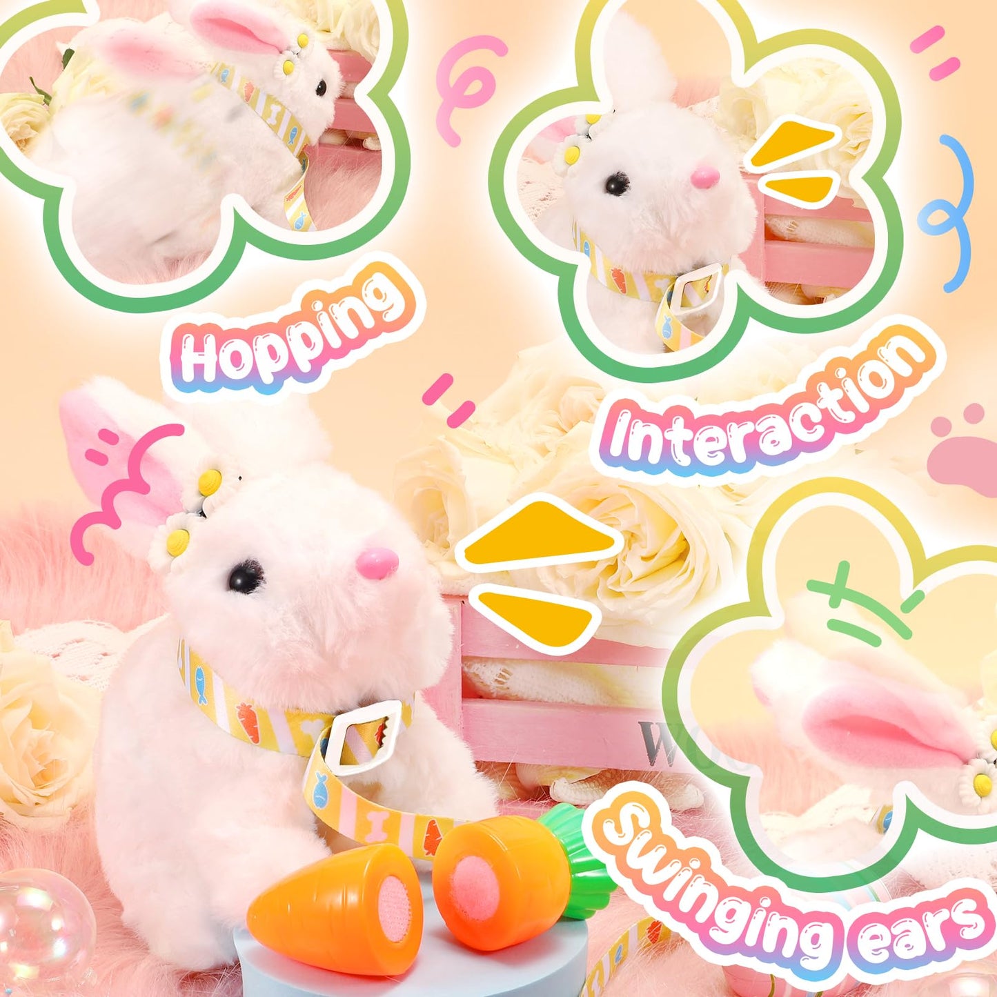 Tagitary Plush Rabbit Toy with Sounds – Interactive Ears & Mouth for Kids