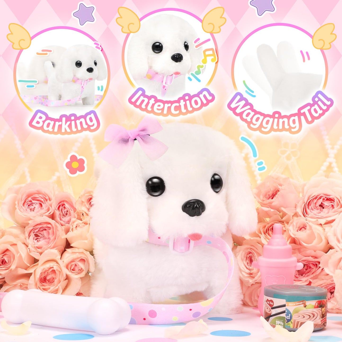 Tagitary Plush Toys Interactive Puppy Toy for Kids — Walk, Bark, Tail Wag, Leash