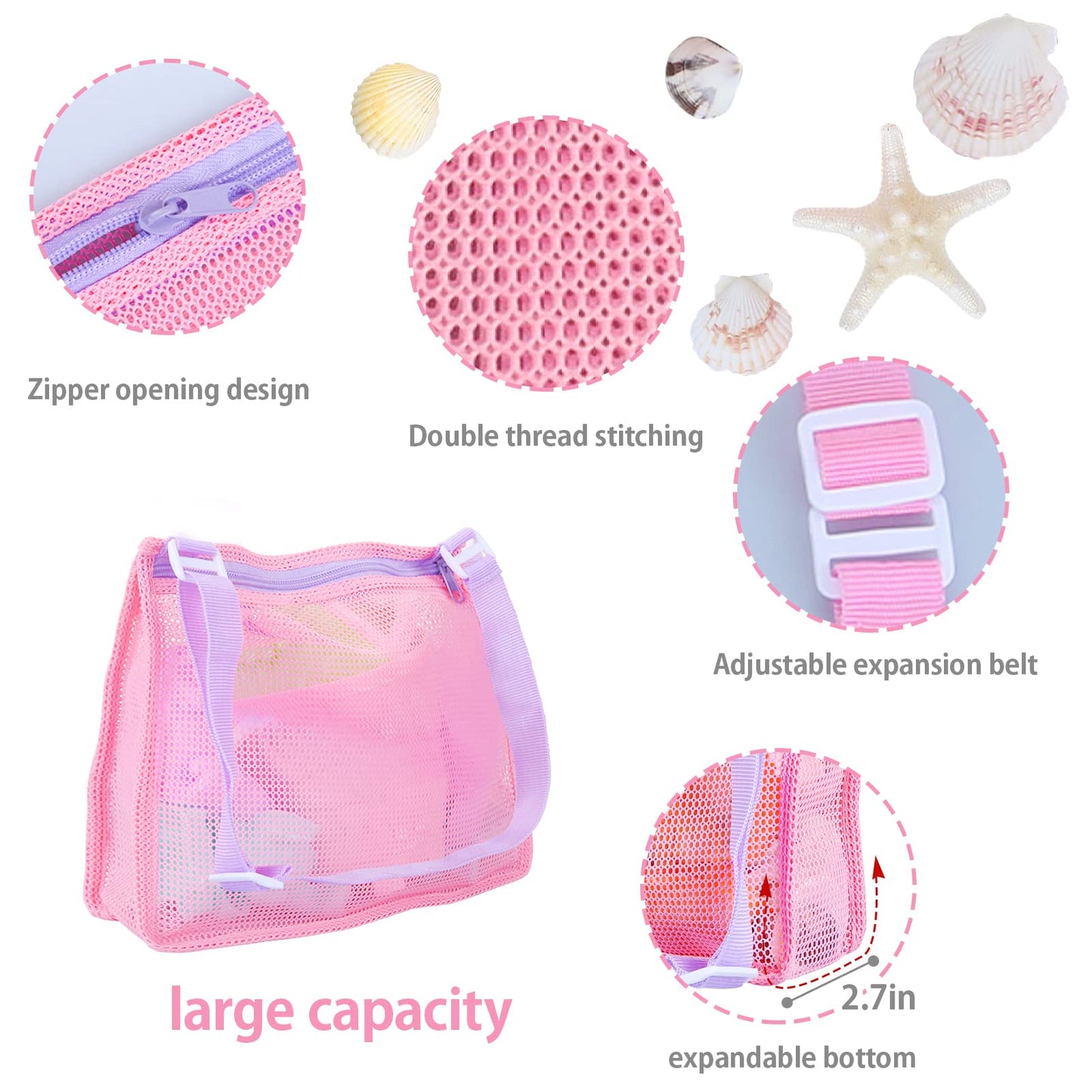 Tagitary Beach Sand Toys Set for Kids 3-10 | Buckets, Shovel, Molds & Shell Bag