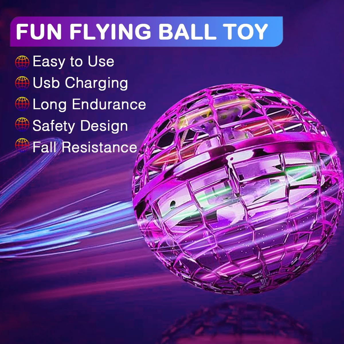 Taikcsut 2025 Upgraded Flying Orb Ball Toy - Galactic Hover Boomerang Spinner for Kids 6+