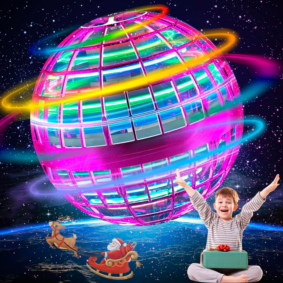 Taikcsut 2025 Upgraded Flying Orb Ball Toy - Galactic Hover Boomerang Spinner for Kids 6+