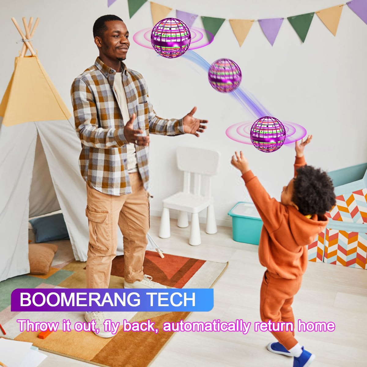 Taikcsut 2025 Upgraded Flying Orb Ball Toy - Galactic Hover Boomerang Spinner for Kids 6+