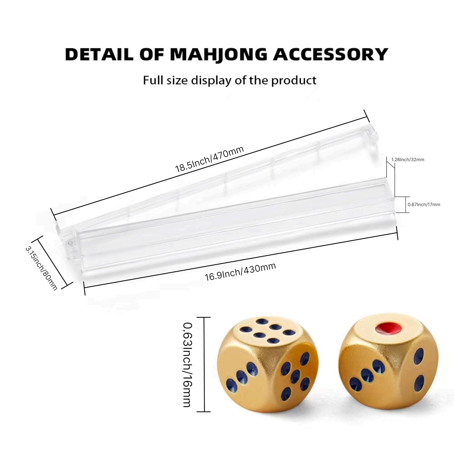 TAIKULA Mahjong Racks with Pushers – Clear Acrylic Tile Racks (Set of 4) with 3 Golden Dice