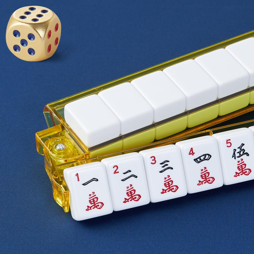 TAIKULA Mahjong Racks with Pushers – Clear Acrylic American Mah Jongg Tile Racks (Set of 4) with 3 Golden Dice