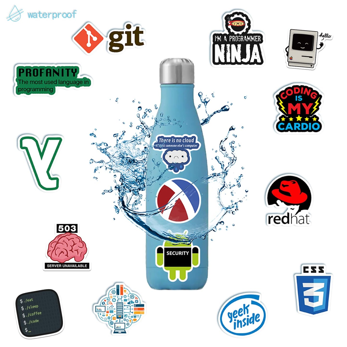 TaiLiHaile 110-piece Programming Stickers – Waterproof Vinyl for Laptop, Water Bottle, Luggage