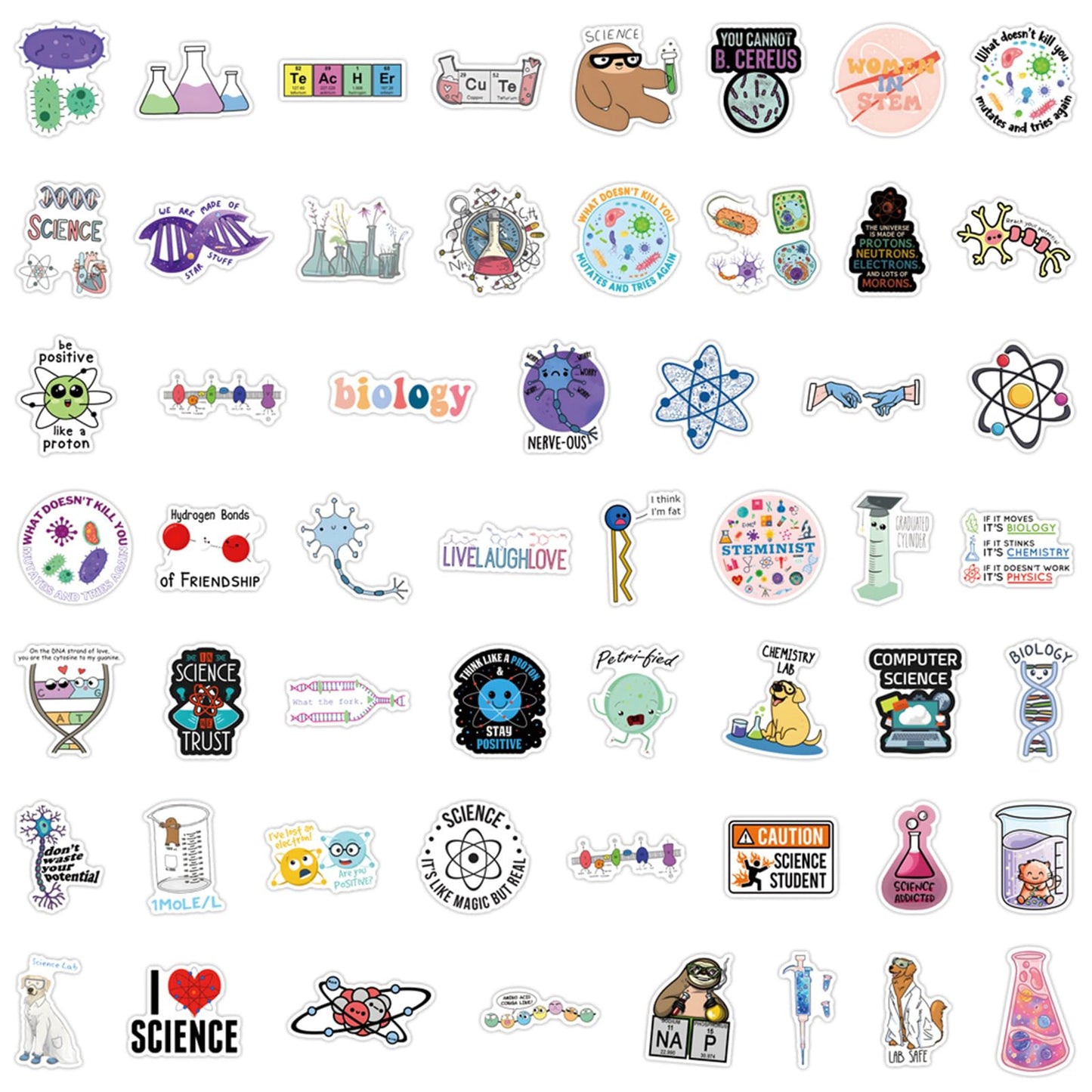 TaiLiHaile 110pcs Science Stickers Pack – Chemistry Biology Physics Classroom Decor