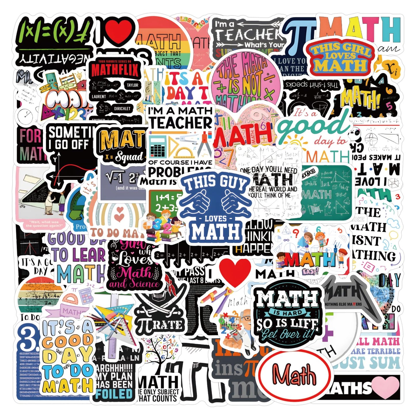 TaiLiHaile 120Pcs Math Stickers – Waterproof Vinyl Decals for Laptop, Water Bottle & More