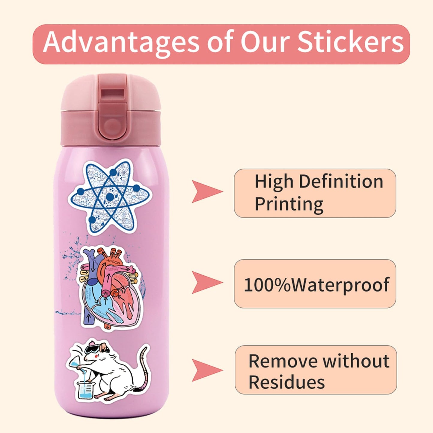 TaiLiHaile 110pcs Science Stickers Pack – Chemistry Biology Physics Classroom Decor