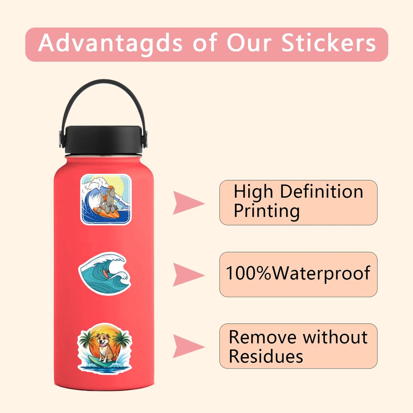 TaiLiHaile 110PCS Surfing Stickers – Waterproof Vinyl for Laptop, Water Bottle, Luggage & More