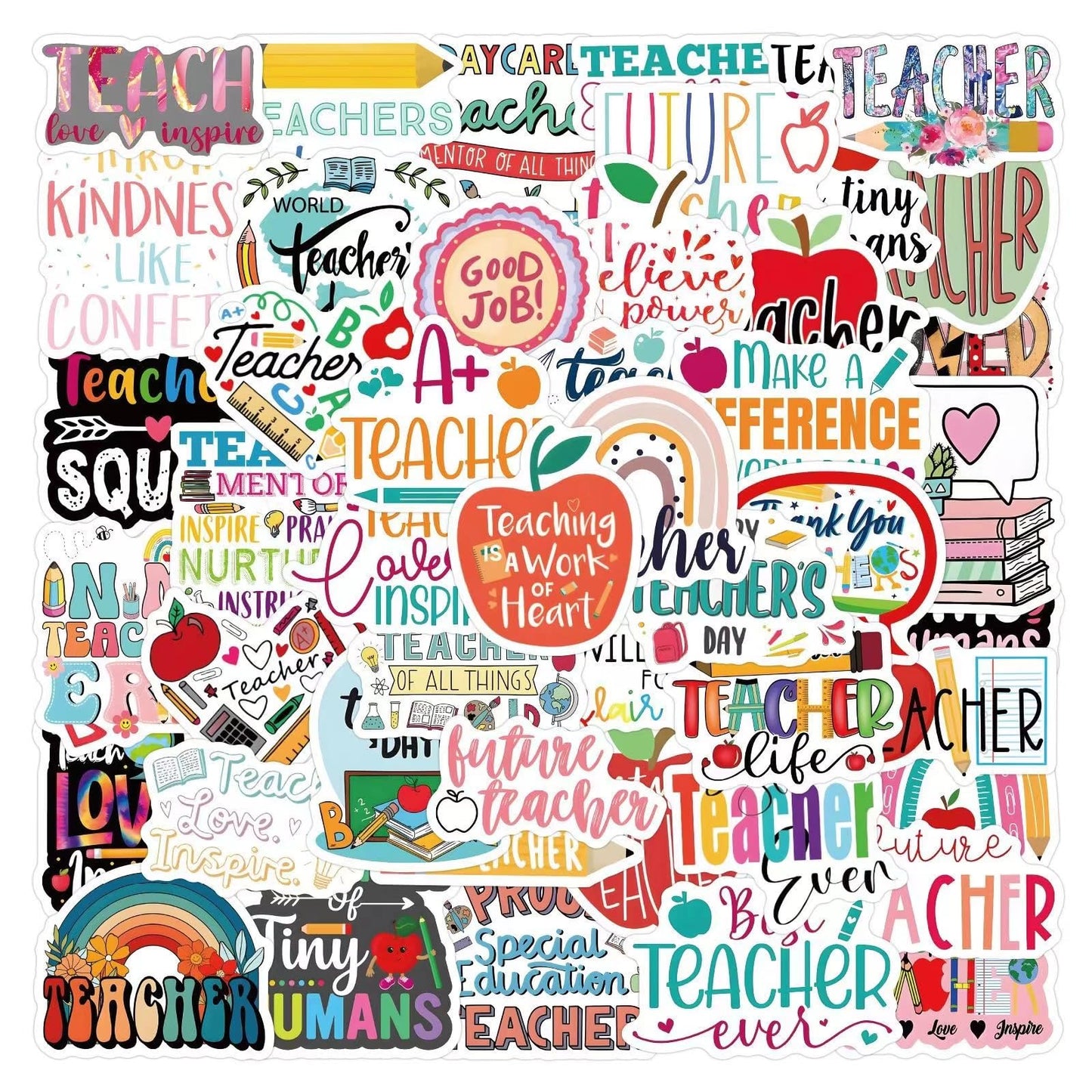 TaiLiHaile 110PCS Teacher Stickers Non-Repeating Waterproof Meme Vinyl Decals for Laptops, Water Bottles & More