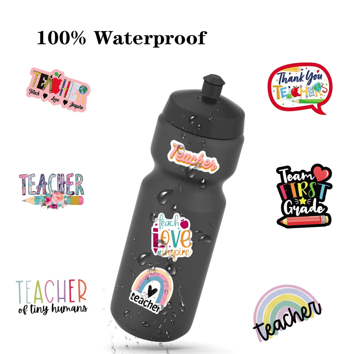 TaiLiHaile 110PCS Teacher Stickers Non-Repeating Waterproof Meme Vinyl Decals for Laptops, Water Bottles & More
