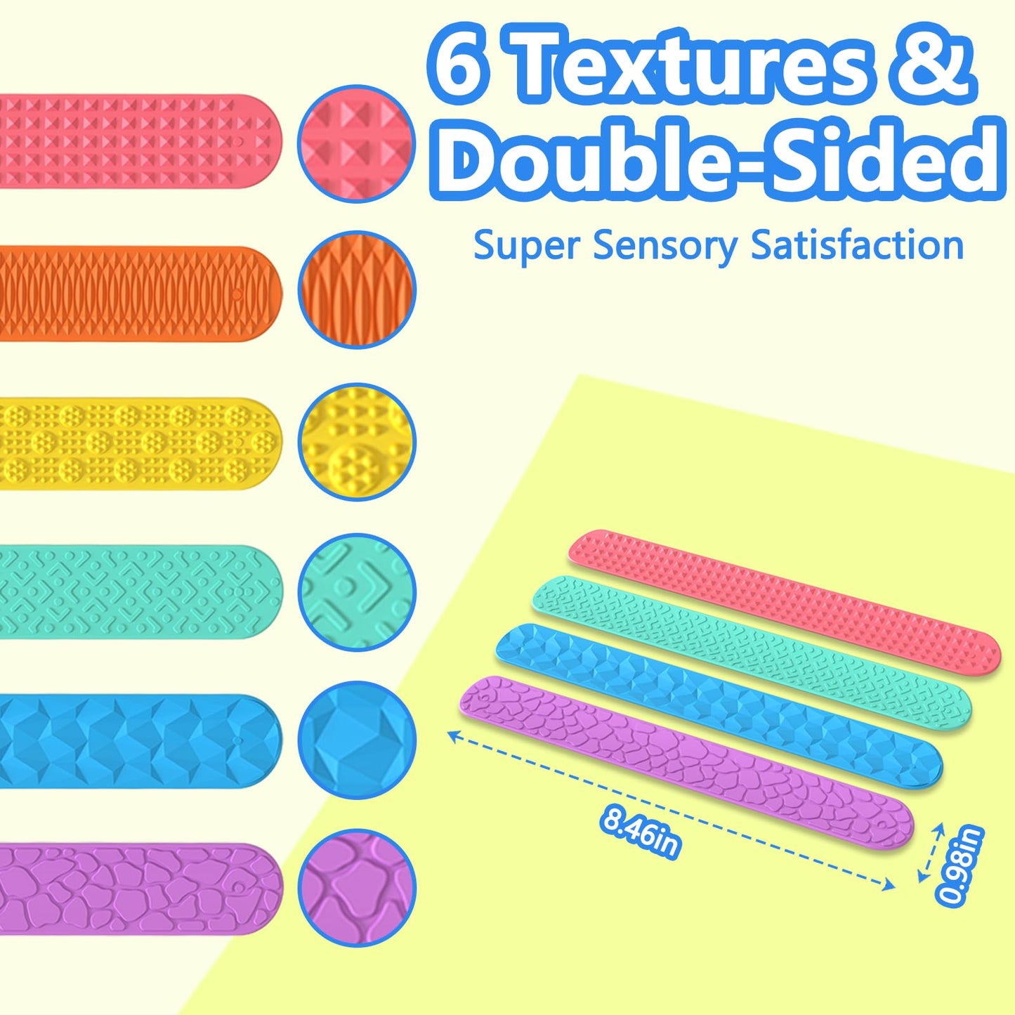 tainomy Textured Silicone Slap Bracelets – 6 Pack | Calming Fidget Toys